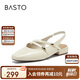 百思圖25夏商場(chǎng)同款通勤粗跟后空女涼鞋F(xiàn)1208BH5 米色 37
