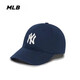 MLB韓國棒球帽洋基隊新款大小標NY帽子軟頂硬頂LA鴨舌帽CP66/CP77 藏青 NY大標CP66 現貨