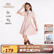 英氏（YEEHOO）女童連衣裙兒童裙子夏季裝時尚淑女學(xué)院風(fēng)半袖公主裙新款中小童裝 珍寶樂園淡粉 【5A抗菌】 150 cm 【順豐包郵&極速達(dá)】