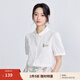 茵曼（INMAN）純棉文藝?yán)C花短袖白襯衫女2025夏季舒適百搭通勤翻領(lǐng)襯衣上衣 珍珠白 S