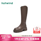 熱風(fēng)（Hotwind）顯瘦長(zhǎng)靴通勤百搭女靴復(fù)古氣質(zhì)騎士靴時(shí)尚休閑西部靴 02棕色（四季單里3802） 37 (235mm)