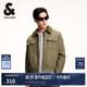 杰克·瓊斯（JACK&JONES）春季休閑仿羊羔毛翻領(lǐng)字母刺繡拉鏈夾克棉服厚外套男裝224457002 E06馬提尼橄欖 M 175