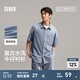 森馬（Semir）森柔牛仔|短袖襯衫男復(fù)古水洗牛仔外套寬松夏季上衣時尚潮流 牛仔淺藍88101 XL