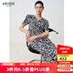 艾諾絲雅詩【商場(chǎng)同款】2025夏季新品V領(lǐng)泡泡袖假日開衩碎花連衣裙40519057 藏青白花 XL