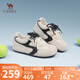 駱駝（CAMEL）松包德訓鞋女活力革網(wǎng)撞色拼接休閑板鞋 L25A245022 米/黑  37 