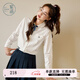 紫涵（ZIHAN）紫涵蕾絲邊娃娃領(lǐng)長袖襯衫女2025春季新款甜美學(xué)院風(fēng)內(nèi)搭胸花襯衣 白色 M