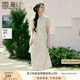 香影綠色新中式天絲連衣裙女2025夏裝新款高腰盤扣立領(lǐng)輕國風(fēng)裙子 果綠 L 165/88A/110-125斤