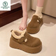 啄木鳥(niǎo)2025新款冬季加絨加厚勃肯鞋百搭一腳蹬保暖增高雪地靴女厚底棉鞋 咖啡色【升級版】 37