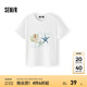 森馬（Semir）涼感T|短袖T恤女短款圖案小個(gè)子度假風(fēng)2025新款修身燙鉆夏裝 本白10102 L