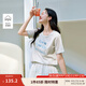 茵曼棉質(zhì)刺繡圓領(lǐng)短袖T恤女裝2025夏季新款字母標語(yǔ)閃片上衣 淺花灰 M