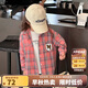 圖圖小象女童襯衫2025秋季新款寶寶復(fù)古格子襯衣兒童磨毛外套 粉色 130