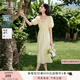 香影法式方領(lǐng)天絲連衣裙女2025夏裝新款萊賽爾歐若風(fēng)收腰黃色裙子 透明黃 S 155/80A/85-95斤