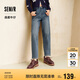 森馬（Semir）森柔牛仔|商場同款牛仔褲女抓毛長褲2024冬寬松錐形103724124007