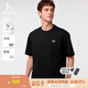 哈吉斯（HAZZYS）男裝 夏季【PHIZ系列】寬松上衣圓領(lǐng)純色簡(jiǎn)約短袖T恤男 黑色BK L （175/96A 48）