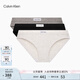 Calvin Klein內(nèi)衣【七夕禮物】女士三條裝簡(jiǎn)約布標(biāo)ck棉質(zhì)比基尼內(nèi)褲女QP3129O 66O-太空黑/椰青灰/牛乳白 3條 M