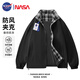 NASA GISS夾克男潮流春秋韓版青少年立領(lǐng)寬松休閑防風(fēng)保暖外套男 黑色 XL