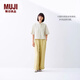 無印良品（MUJI）女式 棉漢麻短袖襯衫 女士襯衣內(nèi)搭上衣 25年夏季女裝 BCD90C5S 象牙色 S (155/80A)