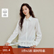 茵曼2025秋冬女裝新款淡人甜美純棉府綢荷葉襯衫通勤長(cháng)袖襯衣  珍珠白 S