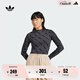 adidas街頭滑板文化修身運動打底上衣長袖T恤女裝阿迪達斯三葉草 碳黑   M