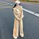 女童洋氣時(shí)髦套裝2025秋季新款休閑外套寬松褲子兩件套韓系童裝潮 杏色套裝 160