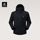 KAILAS凱樂(lè )石男款加絨保暖軟殼衣休閑防風(fēng)連帽外套 玄青黑 L