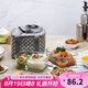樂扣樂扣（LOCK&LOCK）耐熱玻璃保鮮盒微波爐飯盒上班學(xué)生便當(dāng)盒分隔餐盒配便當(dāng)包兩件套