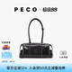 PECO小丑保齡球包植鞣皮油蠟長(cháng)柄法棍腋下手提通勤單肩波士頓女包禮物 中號經(jīng)典黑頭層熔巖油蠟牛皮現貨