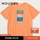 moussy 秋季女裝新款中性風(fēng)趣味印花休閑短袖T恤女010GSL90-0370 130橙色 00020/F