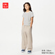 優(yōu)衣庫童裝男童女童麻混紡寬松長(cháng)褲/休閑褲子475771 31 米色 160