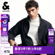 杰克·瓊斯（JACK&JONES）25年男裝秋季外套男休閑純色寬松拉鏈口袋長(cháng)袖簡(jiǎn)約立領(lǐng)外套上衣 E43純黑色 M （175）