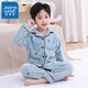 真維斯（Jeanswest）兒童睡衣秋冬款加絨加厚家居服男童女童珊瑚絨保暖親膚居家套裝 【親膚保暖柔軟】豎條/男小魚(yú) 160