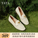 他她（TATA）平底樂福鞋小金豆2025夏季新款女白色小皮鞋單鞋女 米白 37
