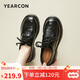 意爾康厚底小皮鞋女英倫風(fēng)系帶單鞋平底樂(lè)福鞋 26201W 黑色 36