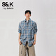 班尼路（Baleno）S&K格子襯衫男生長(cháng)袖2025新款春秋季寬松休閑襯衣青少年上衣外套 藍色 2XL 碼 【146-165斤】
