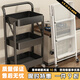 莫奈熊廚房置物架落地移動(dòng)小推車可折疊零食架多層收納架免安裝儲(chǔ)物架子 【墨玉黑】免安裝·打開即用