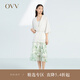 OVV2023春夏新款女裝二醋酸平駁領(lǐng)休閑短袖西裝外套 米白（凈色）17 S
