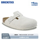 BIRKENSTOCK勃肯德國(guó)進(jìn)口女款牛皮絨面革軟底軟木Boston包頭拖鞋 白色/復(fù)古白窄版1027693 37