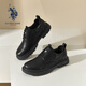 美國馬球協(xié)會(huì )（U.S.POLO ASSN.）保羅男鞋休閑皮鞋英倫風(fēng)男士商務(wù)正裝鞋黑色系帶鞋子男