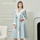 MANITO/曼尼陀Calla女士連帽睡袍桑蠶絲奢華浴袍家居服 嬰兒藍 L