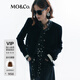 MO&Co.夾克外套輕奢鉆石絨墊肩短款箱型解構(gòu)拼接袖外套小香風(fēng)摩安珂 黑色 S 160