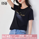 歐莎（OSA）白色字母短袖t恤女夏裝2025年新款設(shè)計(jì)感小眾衣服短款體恤上衣 黑色 M