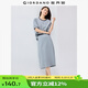 佐丹奴裙子女新款純棉假兩件撞色收腰圓領(lǐng)插肩衛(wèi)衣連衣裙05465455 69灰藍(lán) L