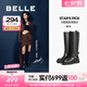 百麗（Belle）七夕禮物周雨彤同款盛裝舞步美拉德騎士靴女商場(chǎng)款長(zhǎng)筒靴C1L1DDG4 黑色 【周雨彤同款】 38 (240mm)
