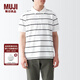 無(wú)印良品（MUJI）男式 棉水洗天竺編織 短袖POLO衫 襯衫 純棉 全棉男裝 ABE14A3S 白色 L