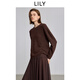 LILY2025冬新款女裝含羊毛復古氛圍感亮片氣質(zhì)通勤套頭針織衫毛衣 710咖啡 L