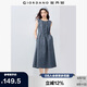 佐丹奴無袖裙子女夏季棉麻綁帶收褶圓領背心連衣裙女13465352