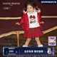 Teenie Weenie Kids小熊童裝24春季款女寶寶花邊連帽拉鏈羽絨服 紅色 110 cm