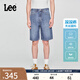 Lee涼涼褲25新品舒適直筒天絲中藍(lán)色男牛仔短褲休閑潮流A08140 中藍(lán)色 31