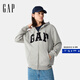 Gap【成毅代言】男女裝2025字母logo拉鏈連帽衛衣寬松外套868454 灰色 M 美碼 L亞洲碼180/96A