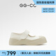 GG-CC【博主推薦】復(fù)古法式真皮瑪麗珍鞋女甜酷厚底jk單鞋G23U3711 米白色 38